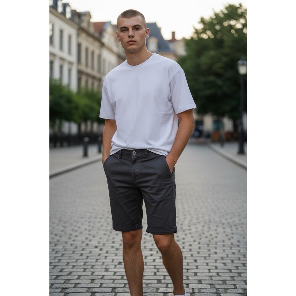 H&M Shorts Mens 31 Dark Gray Denim Slim Fit Casual Twill Stretch